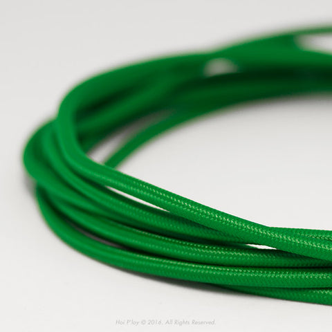 Solid Eucalyptus Green Fabric Cable 3 Core Natural Range 7 mm
