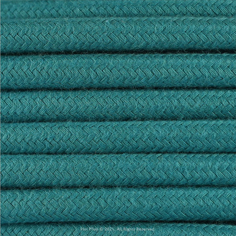 Solid Teal Fabric Cable 3 Core Natural Range