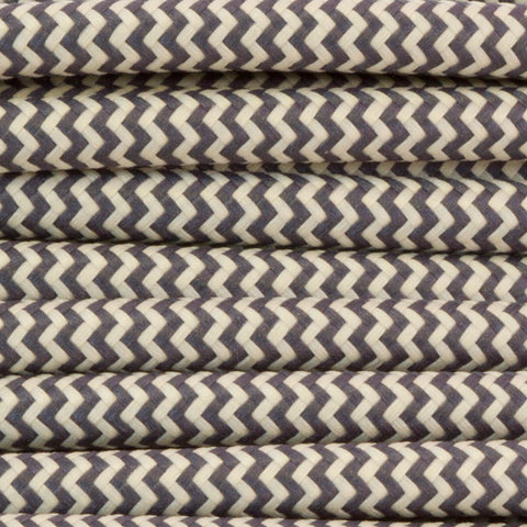 Zigzag Graphite & Ivory Fabric Cable 3 Core