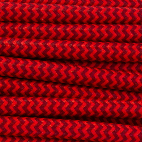 Zigzag Ox blood & Red Fabric Cable 3 Core