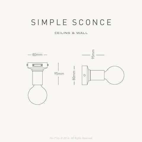Brass Simple Wall Sconce - Dimensions 