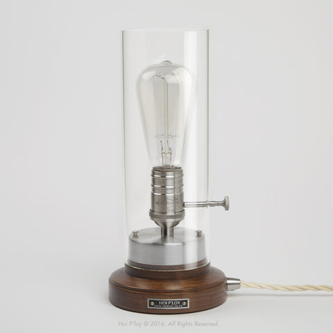 Walnut & Stainless Steel Bureau Lamp