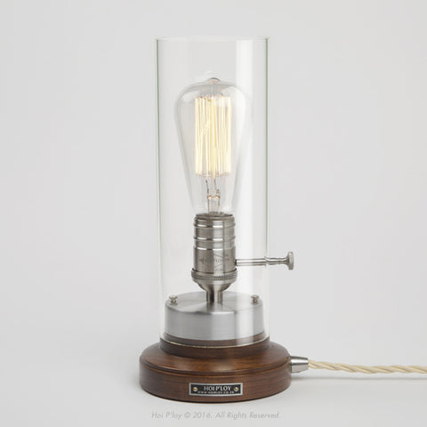 Walnut & Stainless Steel Bureau Lamp