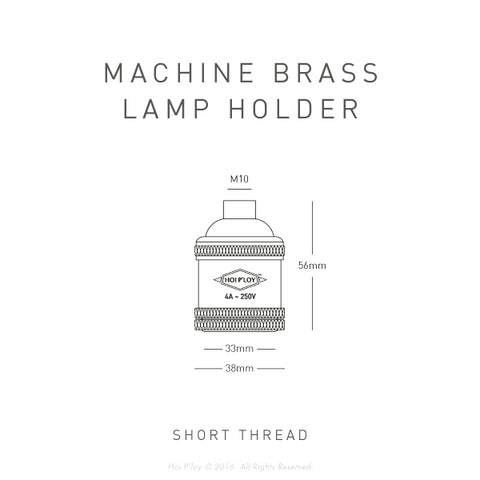 Short Thread Machined Brass Lamp Holder