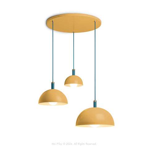 Two Tone Mustard Yellow & Harbour Teal Darwin Dome Pendant