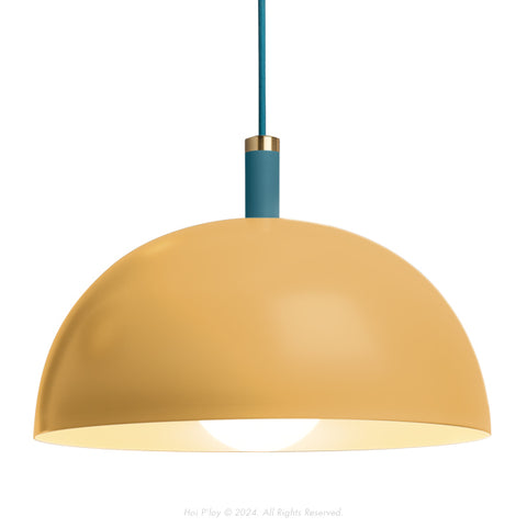 Two Tone Mustard Yellow & Harbour Teal Darwin Dome Pendant
