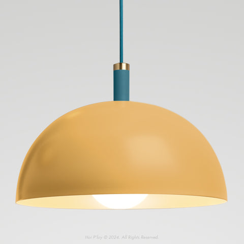 Two Tone Mustard Yellow & Harbour Teal Darwin Dome Pendant
