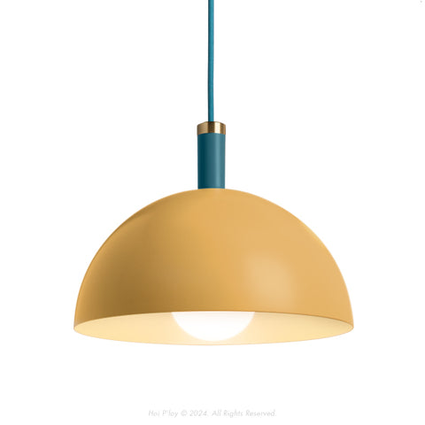 Two Tone Mustard Yellow & Harbour Teal Darwin Dome Pendant