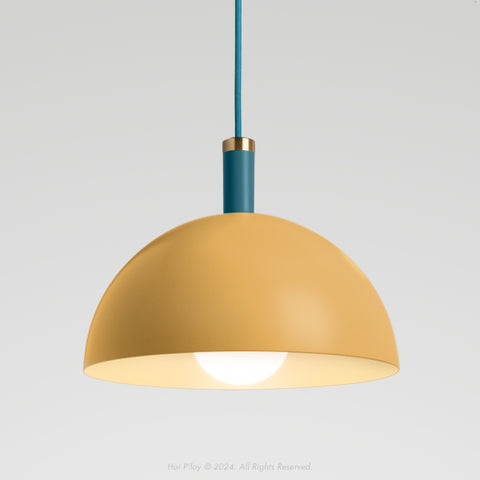 Two Tone Mustard Yellow & Harbour Teal Darwin Dome Pendant