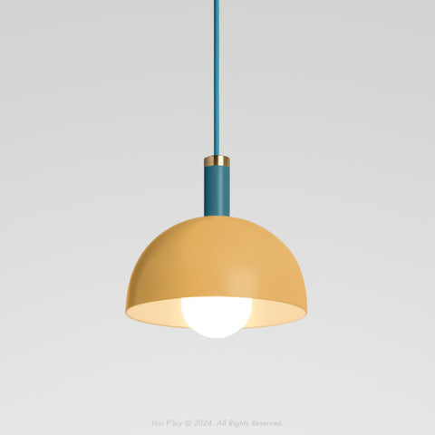 Two Tone Mustard Yellow & Harbour Teal Darwin Dome Pendant