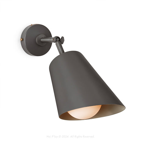 Monotone Charcoal Grey Cone Shade Swivel Wall Sconce
