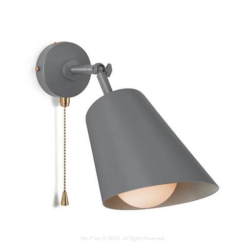 Monotone Stone Grey Cone Shade Swivel Wall Sconce