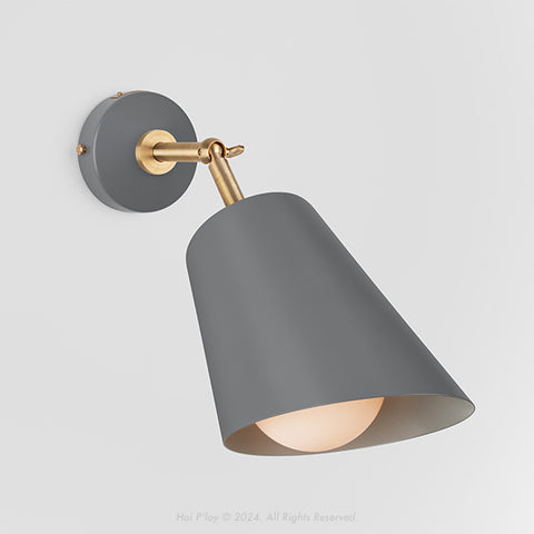 Signature Stone Grey Cone Shade Swivel Wall Sconce