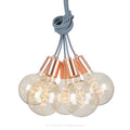 Copper Cluster 5 Ceiling Pendant Light - Blue Fabric Cable