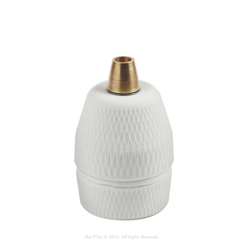 Diamond Porcelain Lamp Holder - Brass Cable Grip 