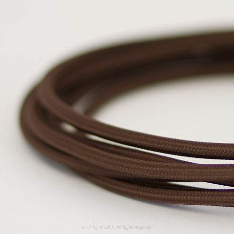 Solid Chocolate Brown Fabric Cable 3 Core