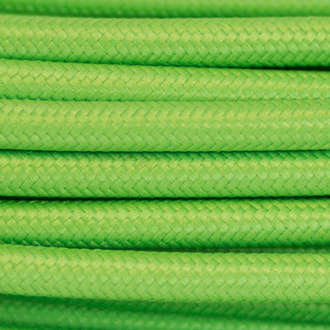 Solid Leaf Green Fabric Cable 3 Core
