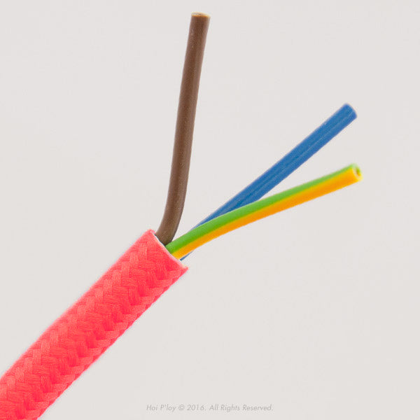 Solid Neon Pink Fabric Cable 3 Core – Hoi P’loy