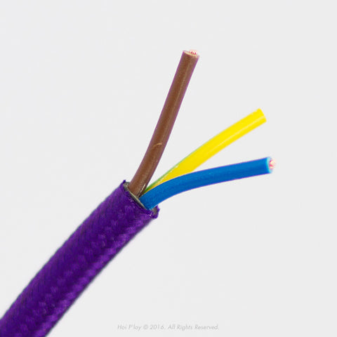 Solid Purple Fabric Cable 3 Core
