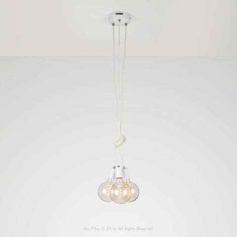 White & Silver Cluster Ceiling Pendant Light (3 Pendants, 1.5m ea) with Solid Pearl