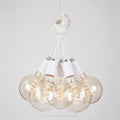 White & Silver Cluster Ceiling Pendant Light (5 Pendants, 1.5m ea) with Solid Pearl