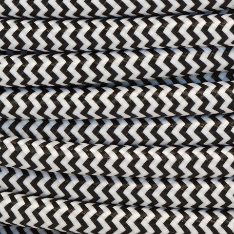 Zigzag Black & White Fabric Cable 3 Core