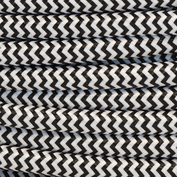 Zigzag Black & White Fabric Cable 3 Core – Hoi P'loy