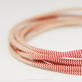 Zigzag Red & White Fabric Cable 3 Core