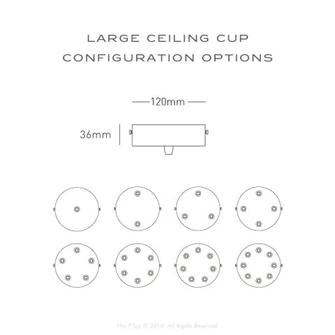 Large Black Ceiling Cup - Dimensions