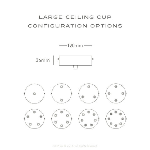 Large Stainless Steel Ceiling Cup - Dimensions