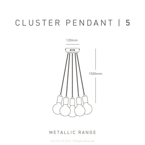 Copper Cluster 5 Ceiling Pendant Light - Dimensions 