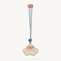Copper Cluster 5 Ceiling Pendant Light - Blue Fabric Cable 