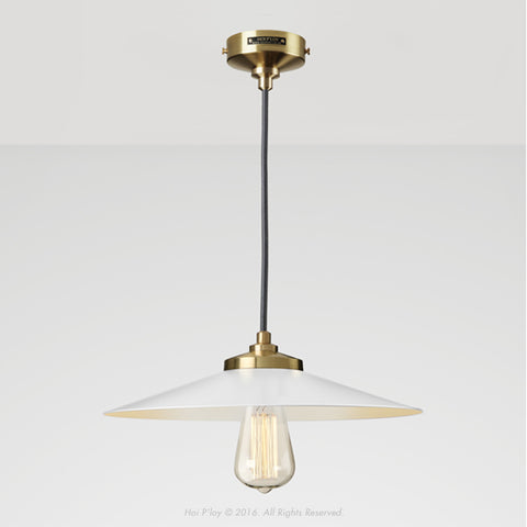Exposed Shade White & Gold Empire Ceiling Pendant 