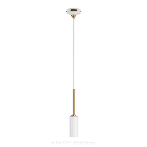 Signature White & Brass Single Percy Pendant Light