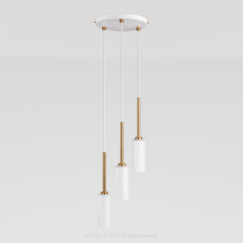 Signature White & Brass Triple Percy Pendant Light