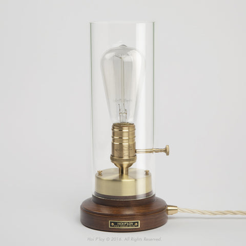 Walnut & Brass Bureau Table Lamp - Hoi P'loy