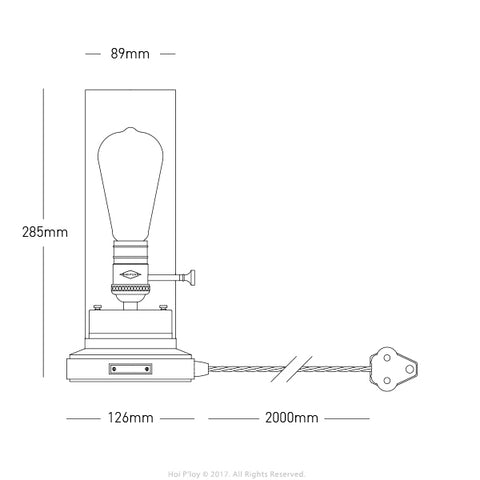 Walnut & Brass Bureau Table Lamp - Bureau Lamp Dimensions